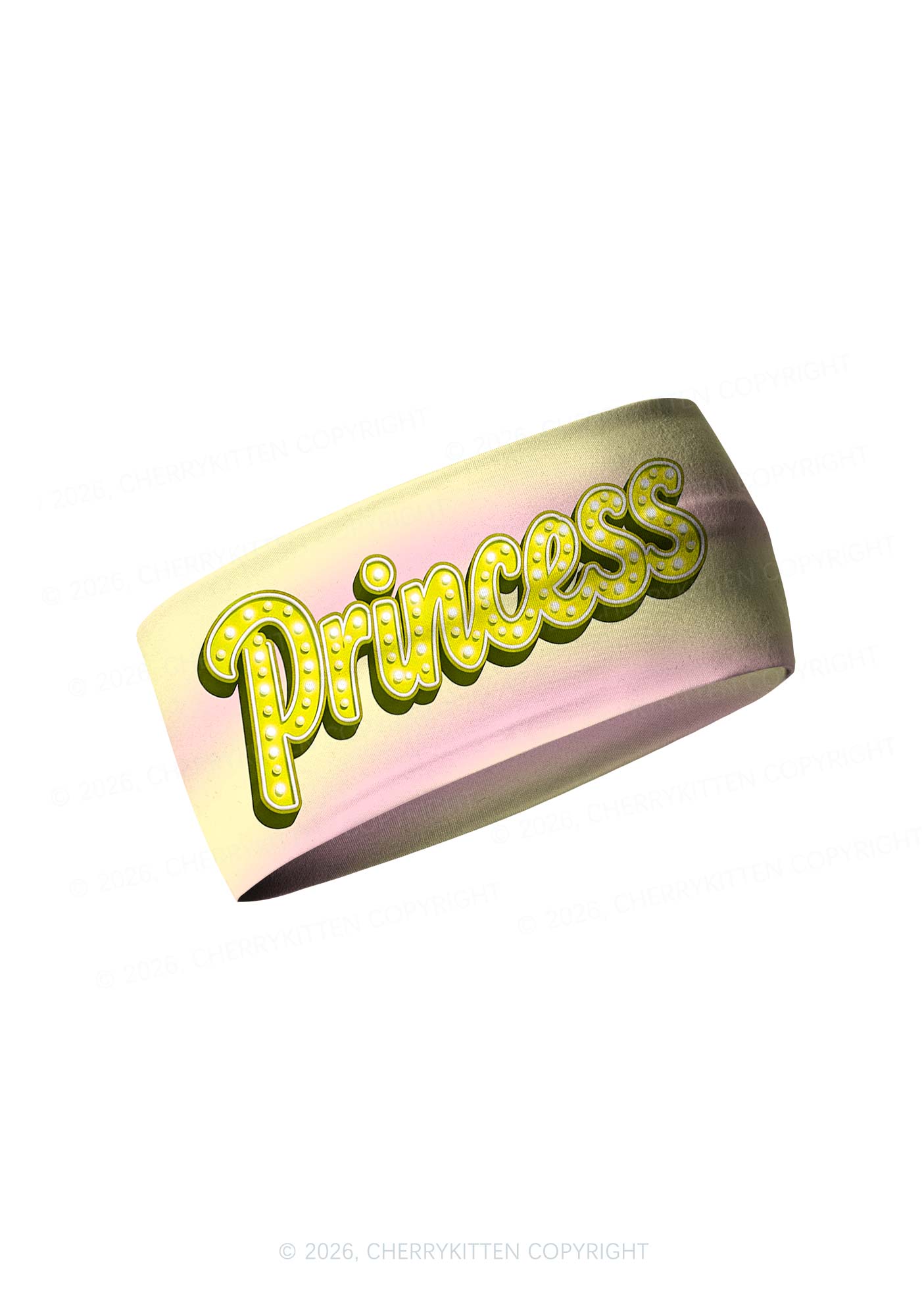 Pink Yellow Gradient Princess Y2K Print Headband Cherrykitten