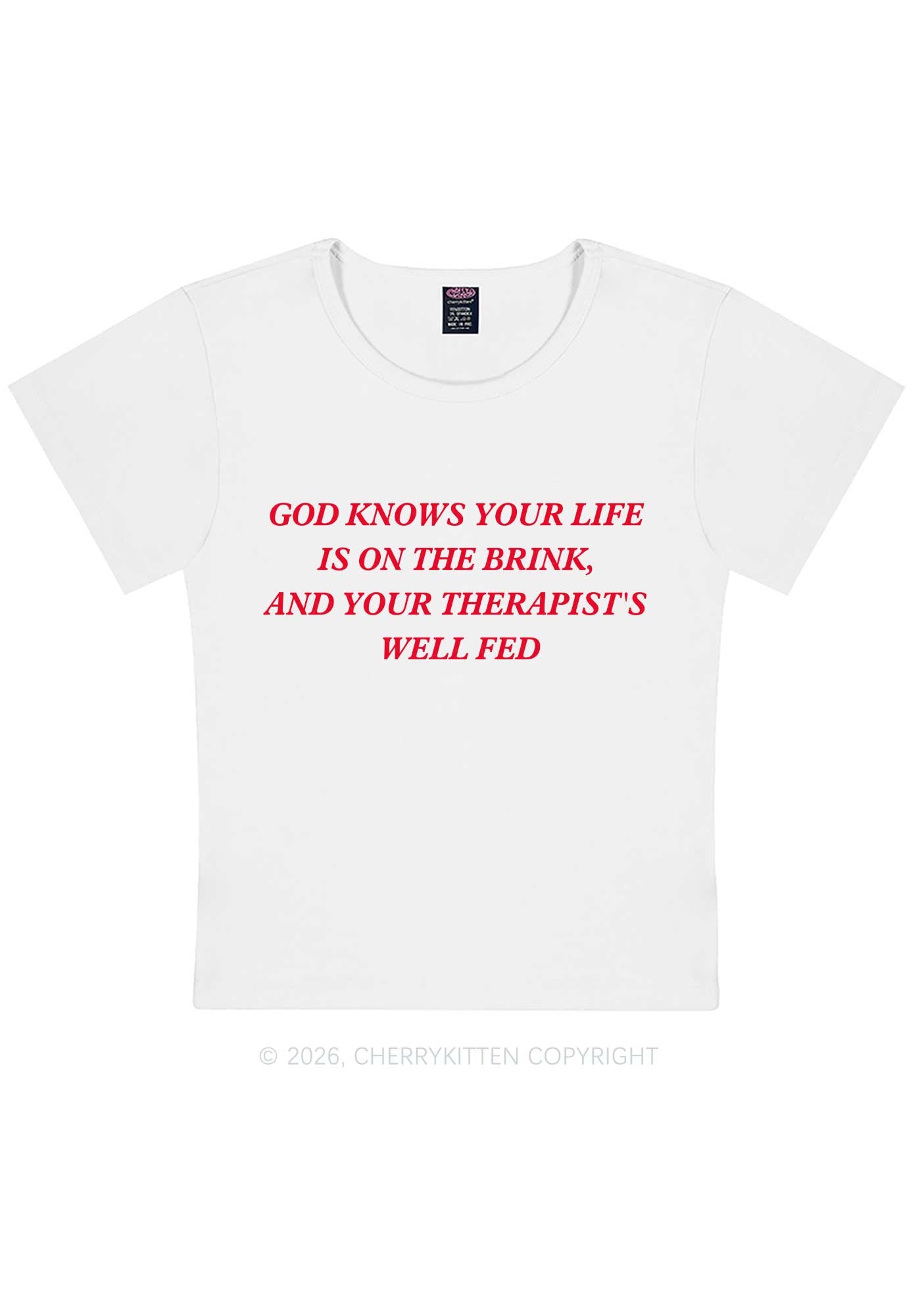 God Knows Your Life Is On The Brink Y2K Baby Tee Cherrykitten