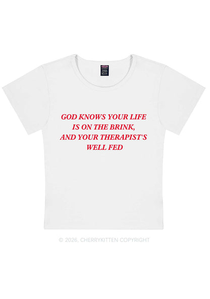 God Knows Your Life Is On The Brink Y2K Baby Tee Cherrykitten