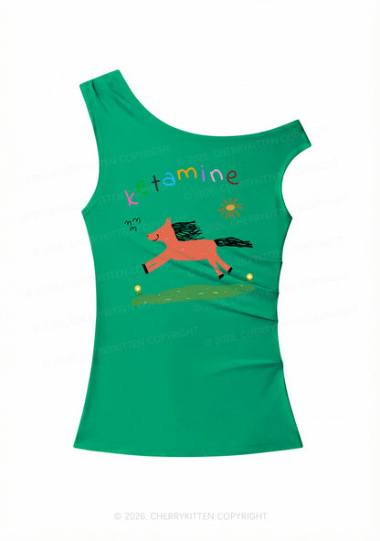 Orange Pony Y2K Off Shoulder Tank Top Cherrykitten
