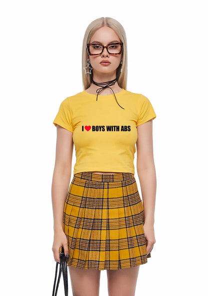 I Love Boys With ABS Y2K Baby Tee Cherrykitten