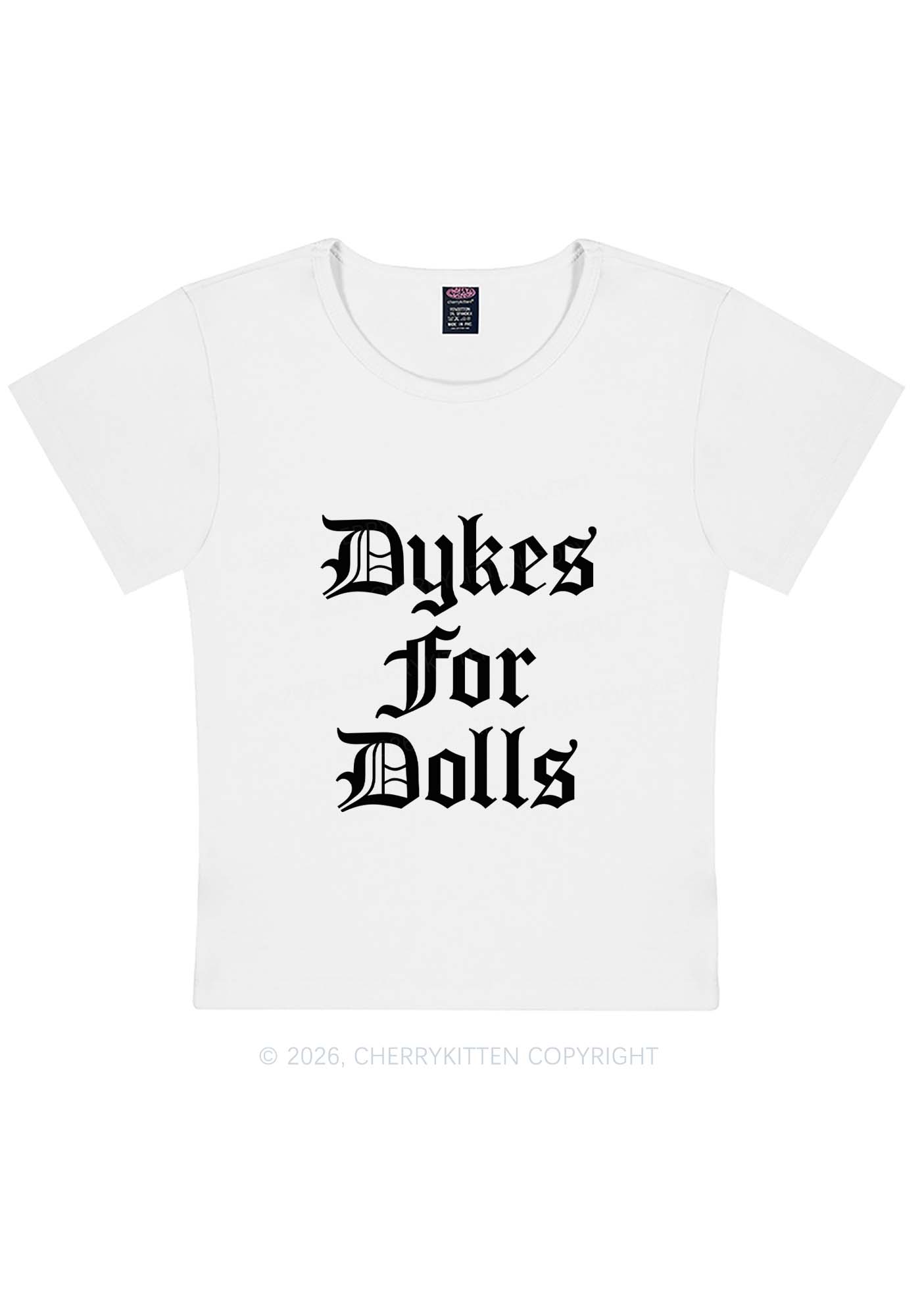 Dykes For Dolls Pride Y2K Baby Tee Cherrykitten