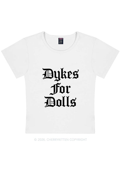 Dykes For Dolls Pride Y2K Baby Tee Cherrykitten