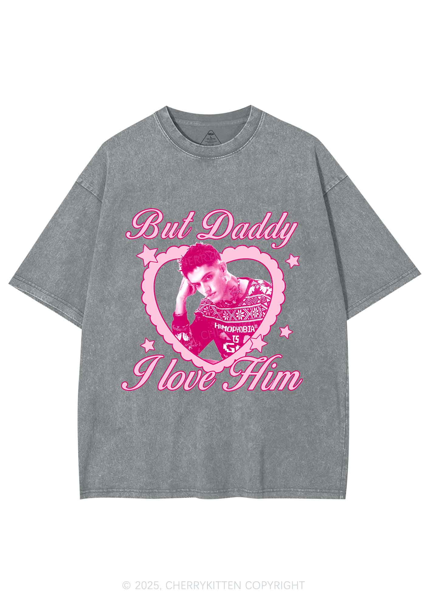 Custom Daddy I love Him Y2K Shirts Washed Tee Cherrykitten