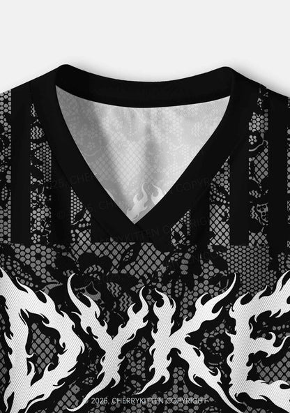 Punk Rivets Dyke Pride Y2K Crop Sport Jersey Shirts Cherrykitten