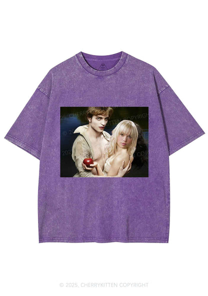 Custom Vampire Lover Photo Y2K Shirts Washed Tee Cherrykitten