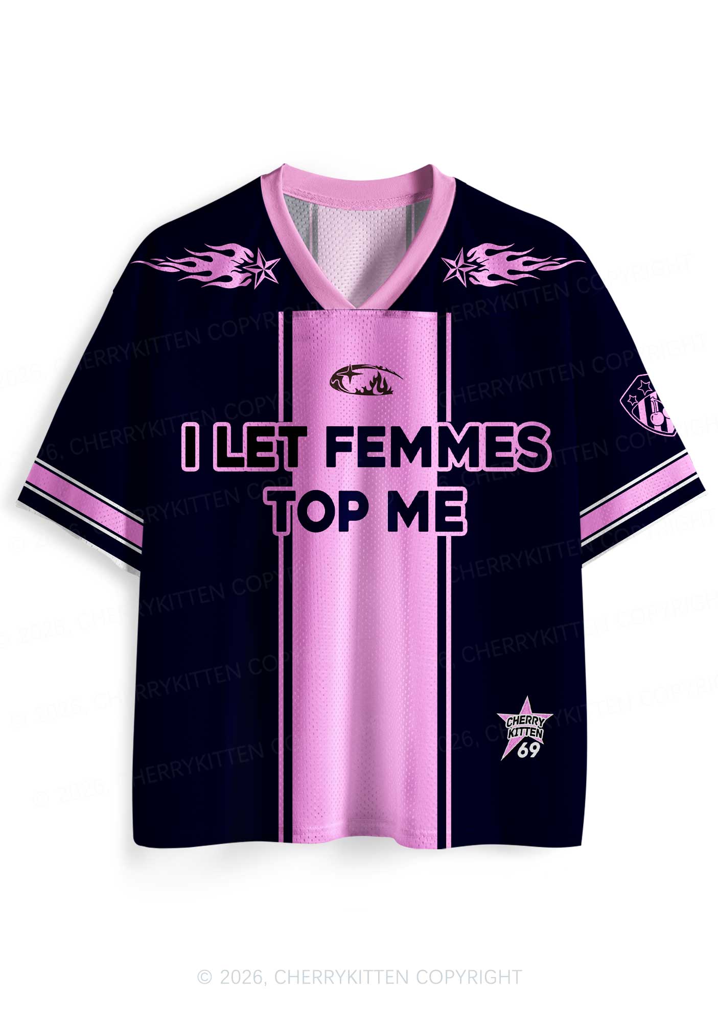 Pink Flame Star Femmes Top Me Pride Y2K Sport Jersey Shirts Cherrykitten