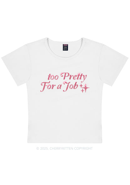 Rhinestone Too Pretty For Job Y2K Baby Tee Cherrykitten
