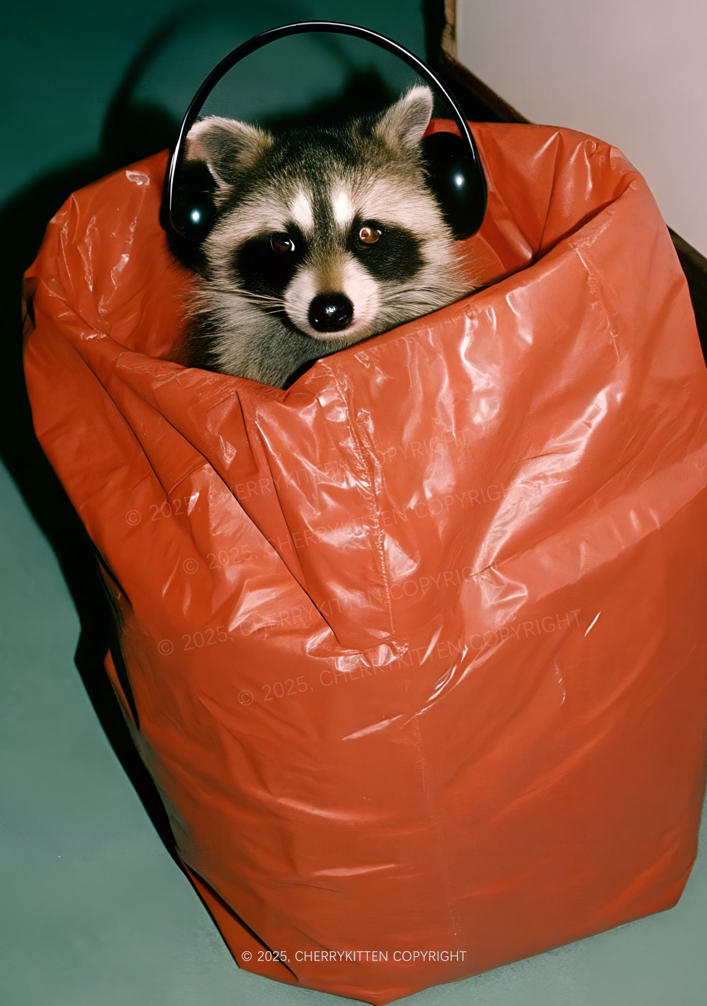 Raccoon With Headphones Y2K Print Mini Skirt Cherrykitten