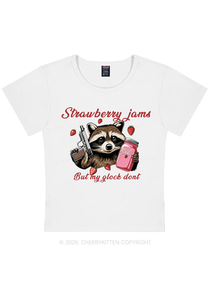 Strawberry Jams Raccoon Y2K Baby Tee Cherrykitten