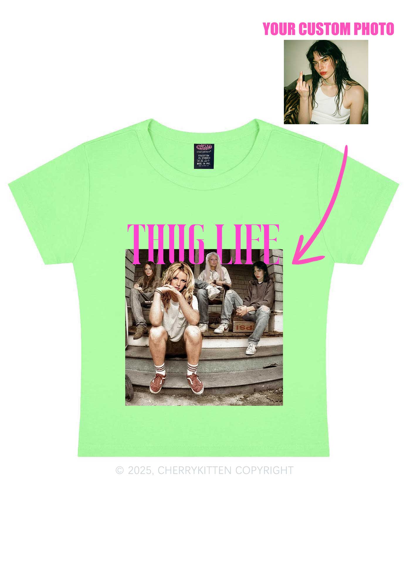 Custom Girls Thug Life Y2K Baby Tee Cherrykitten