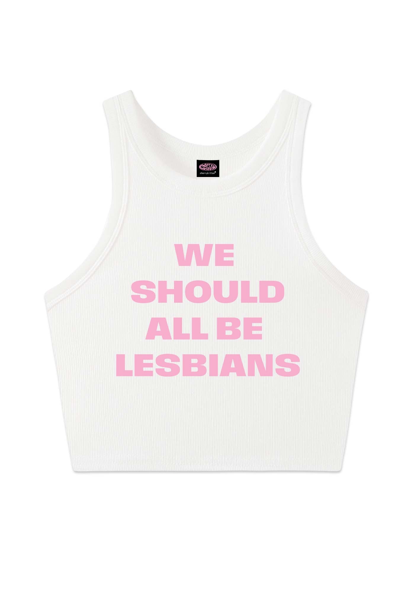 We Should All Be Lesbians Pride Y2K Crop Tank Top Cherrykitten