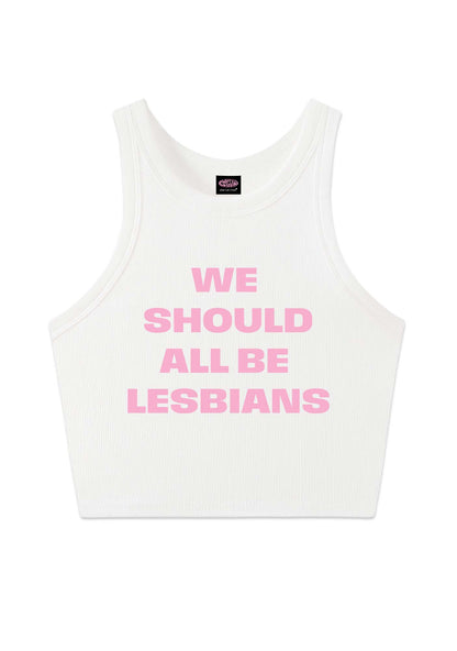 We Should All Be Lesbians Pride Y2K Crop Tank Top Cherrykitten