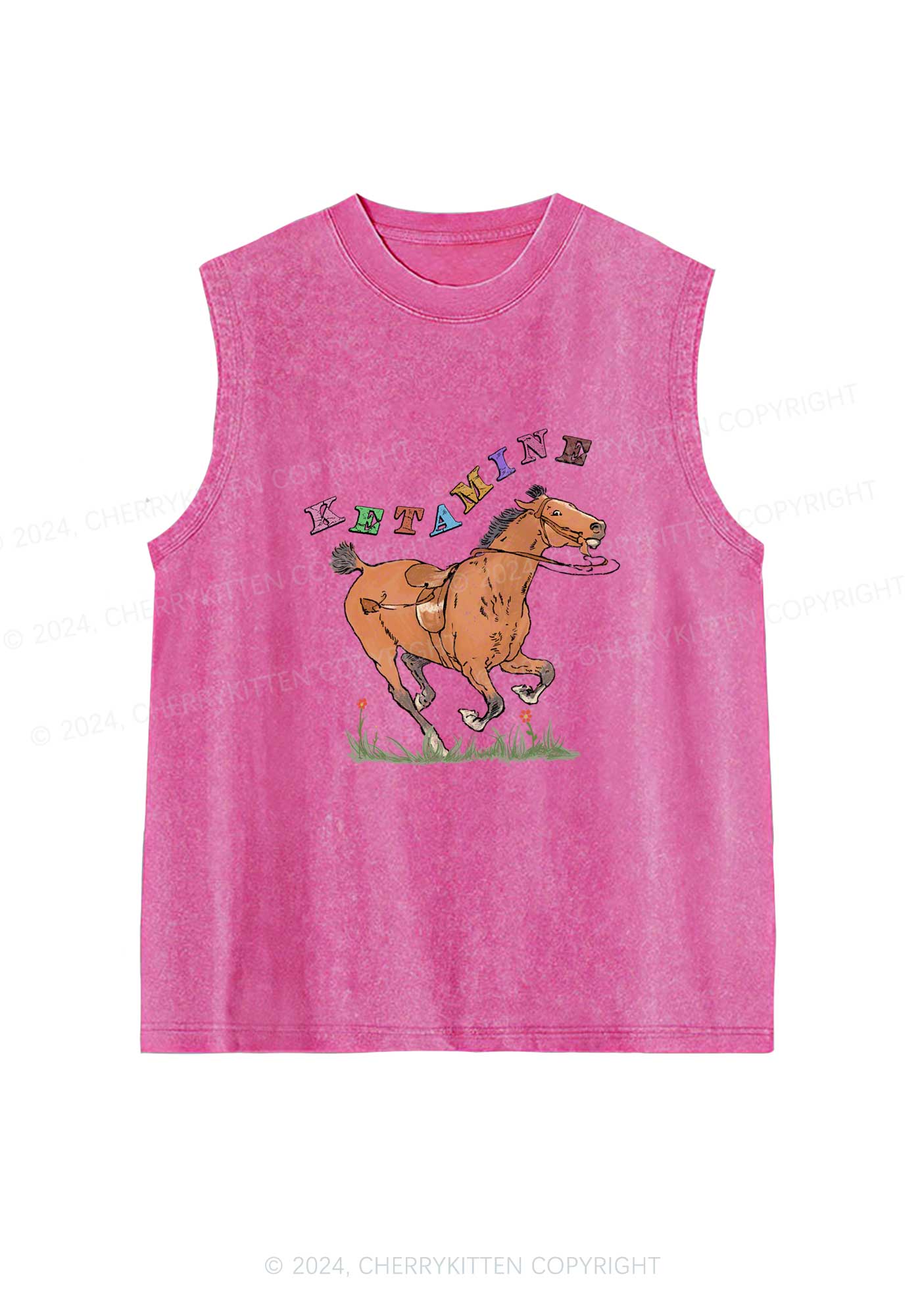 Orange Pony Y2K Washed Tank Cherrykitten