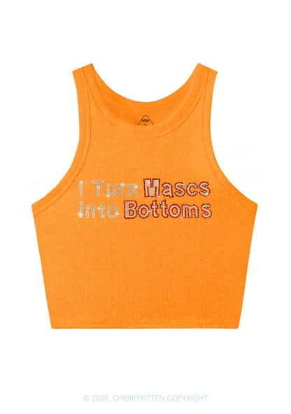 Rhinestone I Turn Mascs Into Bottoms Y2K Crop Tank Top Cherrykitten