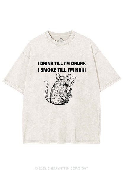Drunk And Smoke Ratz Y2K Shirts Washed Tee Cherrykitten