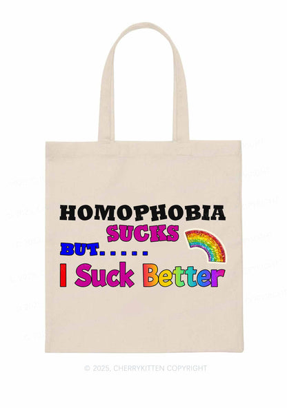 Homophobia Sucks Pride Y2K Canvas Tote Bag Cherrykitten