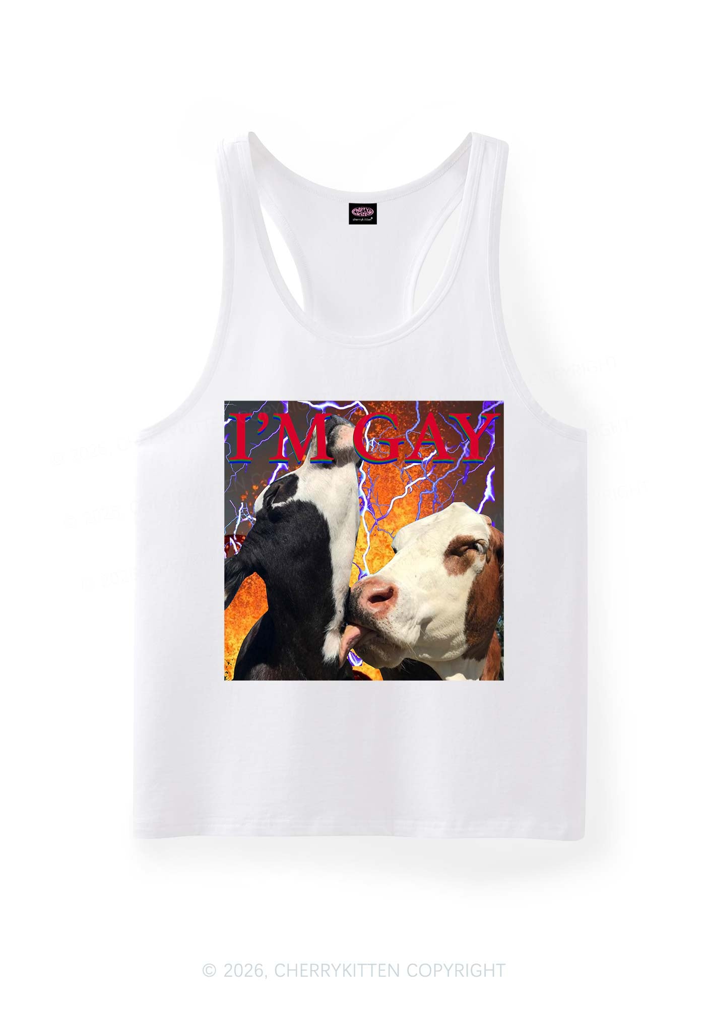 Gay Cow Play Pride Y2K Men Racerback Tank Top Cherrykitten
