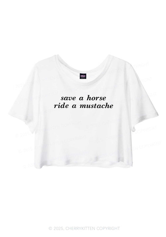 Ride A Mustache Y2K Sheer Crop Tee Cherrykitten