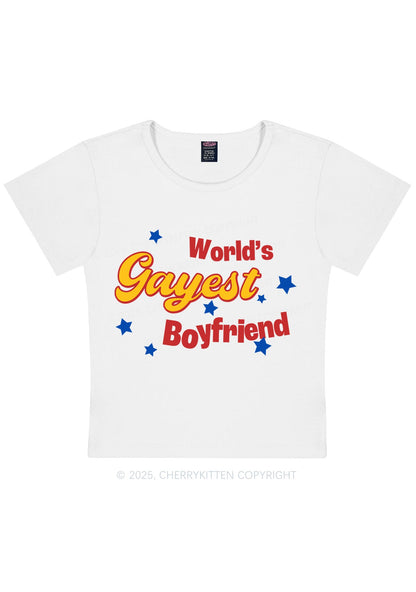 Worlds Gayest Boyfriend Pride Y2K Baby Tee Cherrykitten