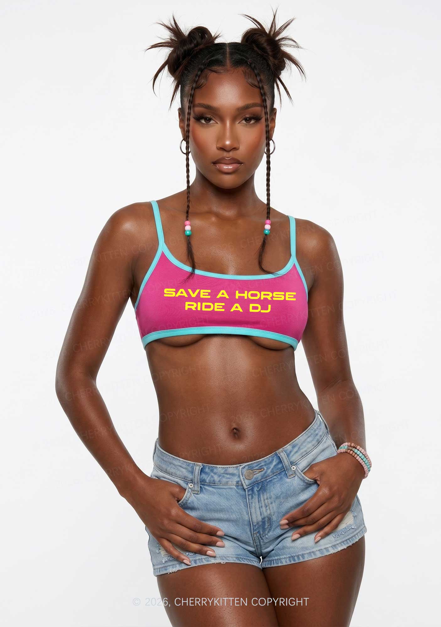 Ride A DJ Y2K Super Crop Cami Cherrykitten