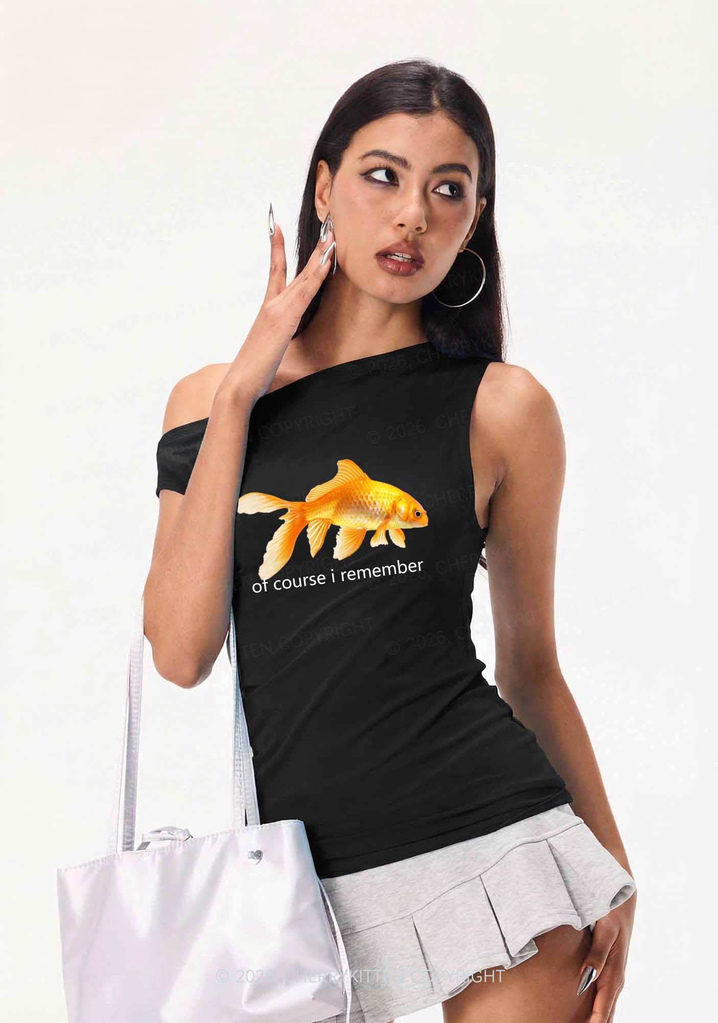 I Remember Goldfish Y2K Off Shoulder Tank Top Cherrykitten