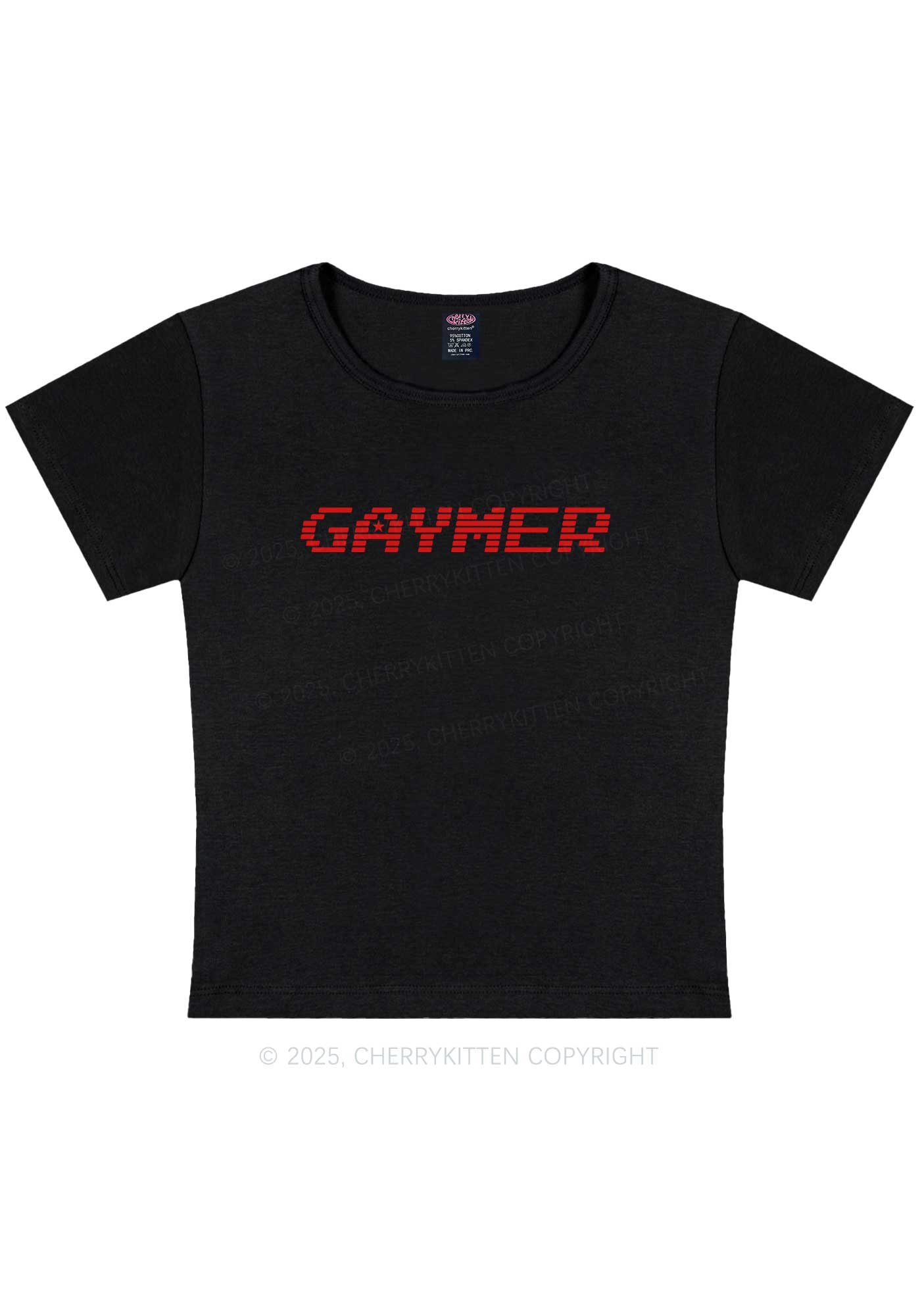 Gaymer Pride Y2K Baby Tee Cherrykitten