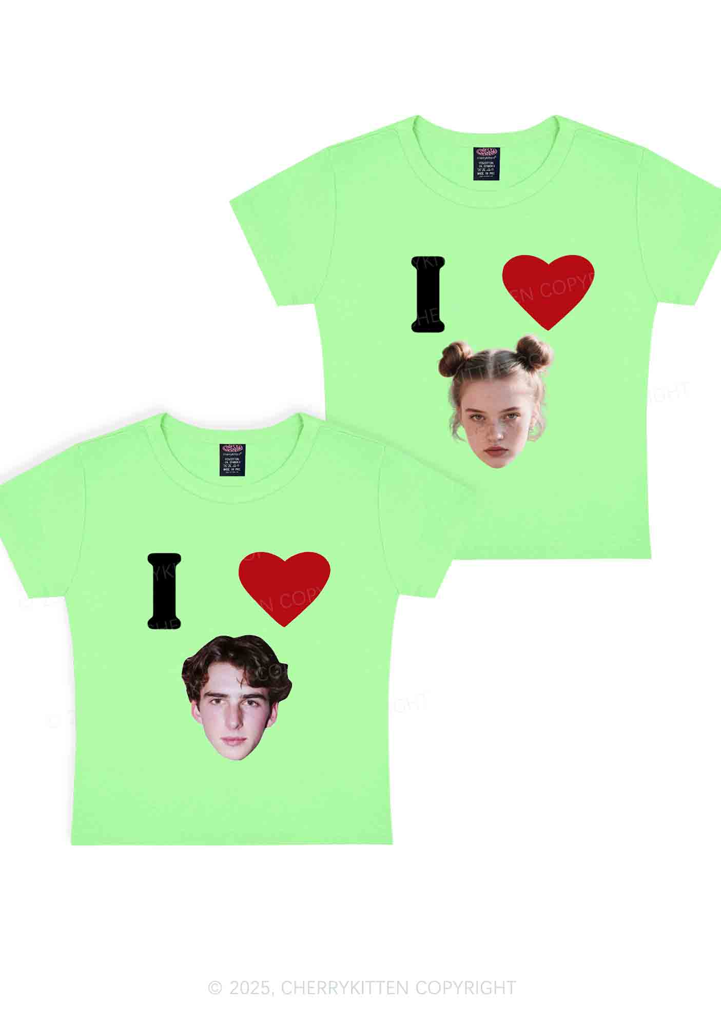 I Love Custom Portrait Y2K Valentine's Day Baby Tee Cherrykitten