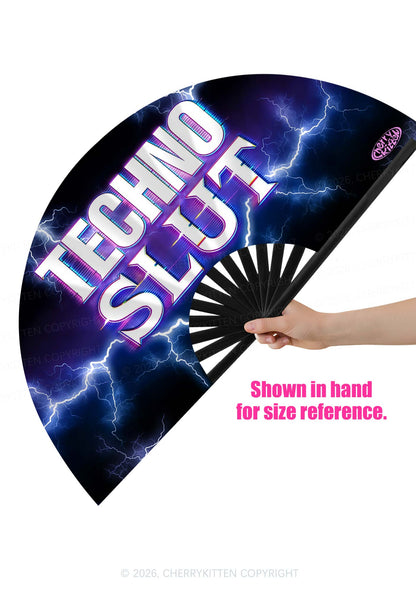 Techno Slxt Y2K Rave Hand Fan Cherrykitten