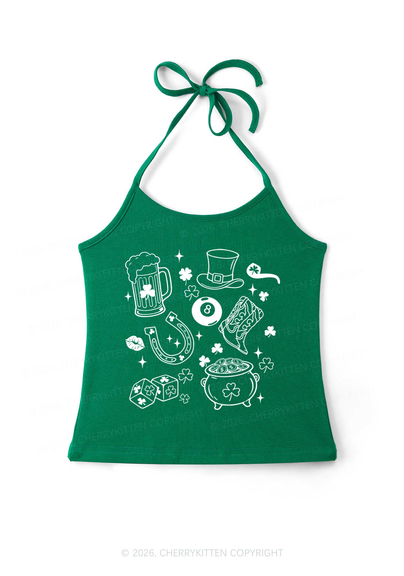 Luck Symbols St Patricks Y2K Halter Neck Cami Cherrykitten