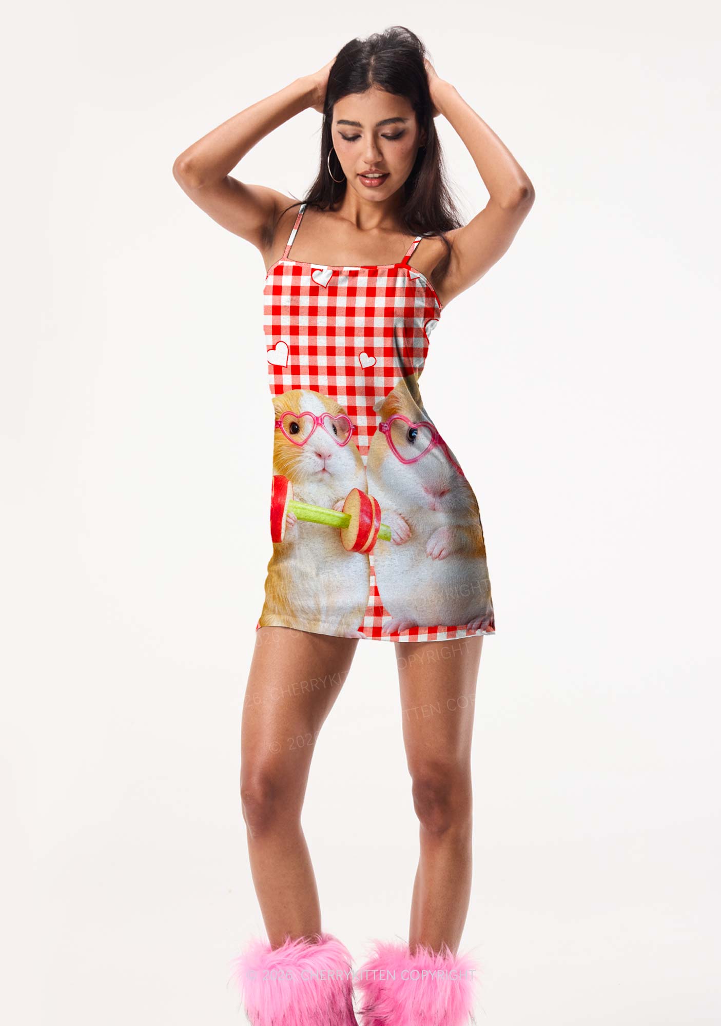 Two Guinea Pigs Y2K Print Slip Dress Cherrykitten