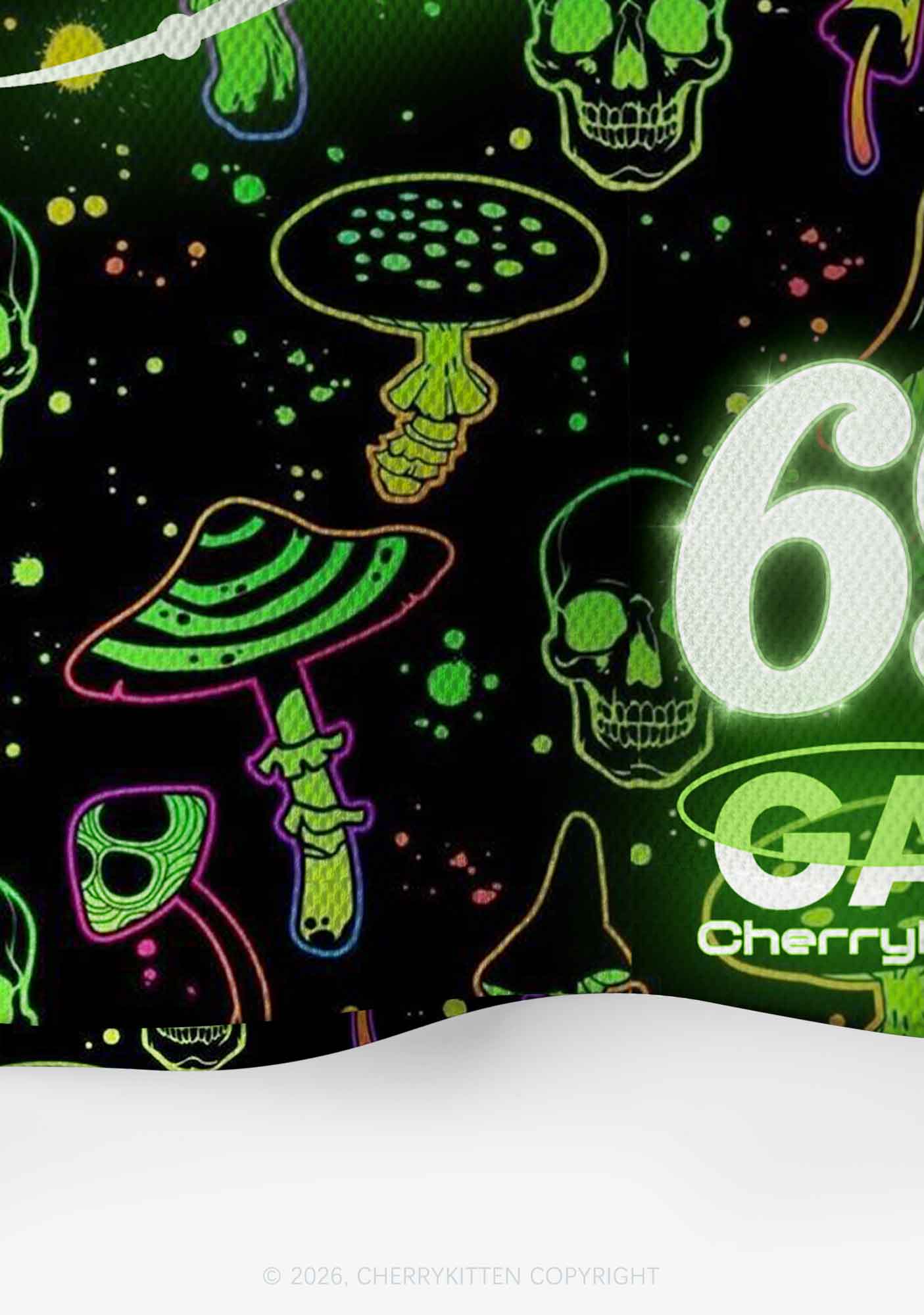 Neon Mushroom Skull Gay Raver Y2K Crop Sport Jersey Shirts Cherrykitten