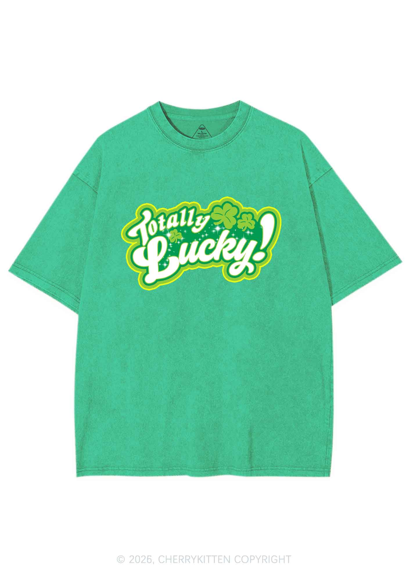 Totally Lucky St Patricks Y2K Shirts Washed Tee Cherrykitten