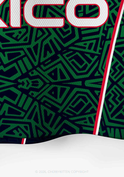 Custom Green Mexico Geometric Pattern Y2K Crop Sport Jersey Shirts Cherrykitten