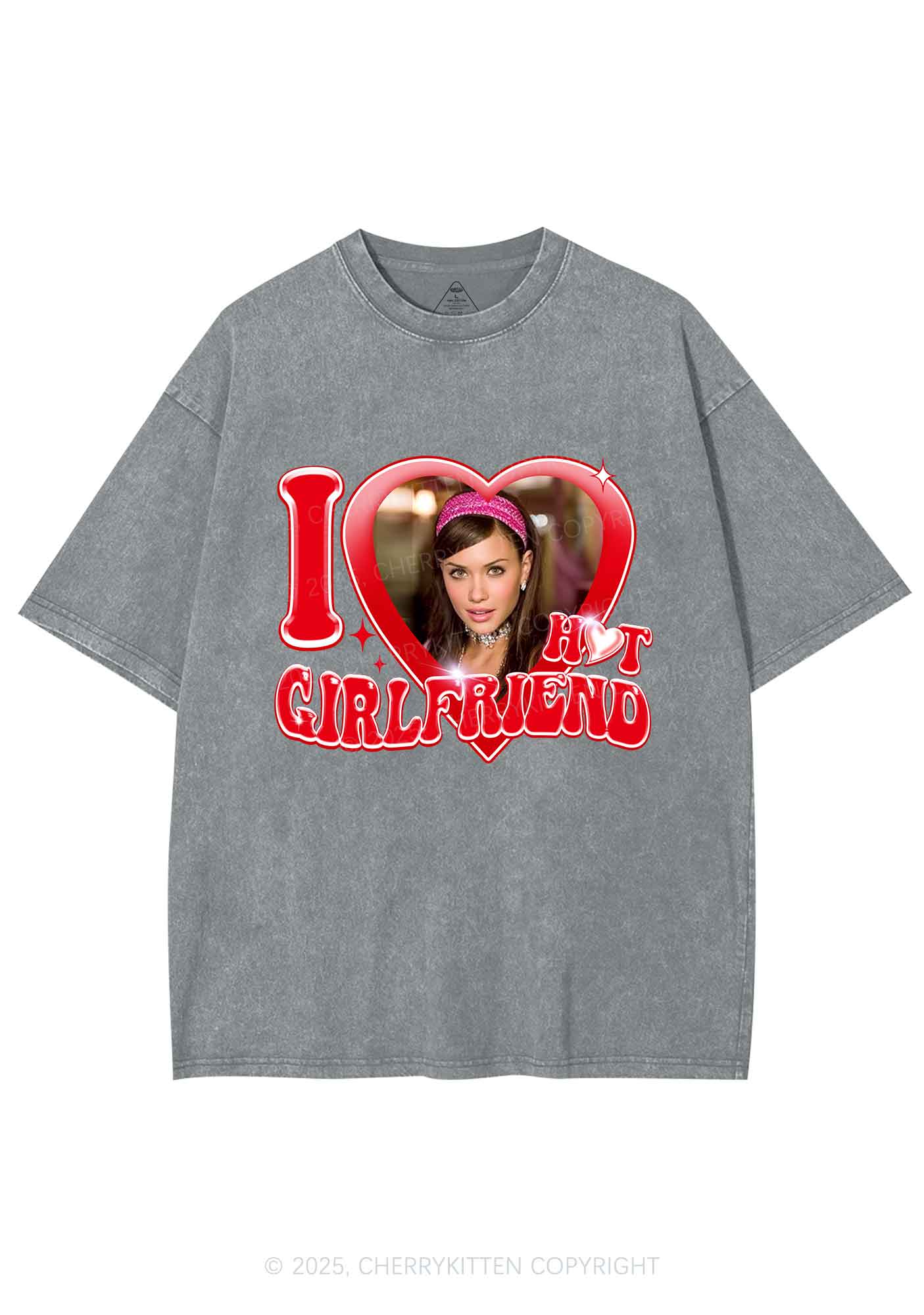 Custom I Love My Hot Girlfriend Y2K Shirts Washed Tee Cherrykitten