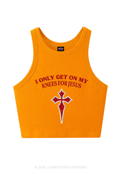Glitter Get On My Knees For Jesus Y2K Crop Tank Top Cherrykitten