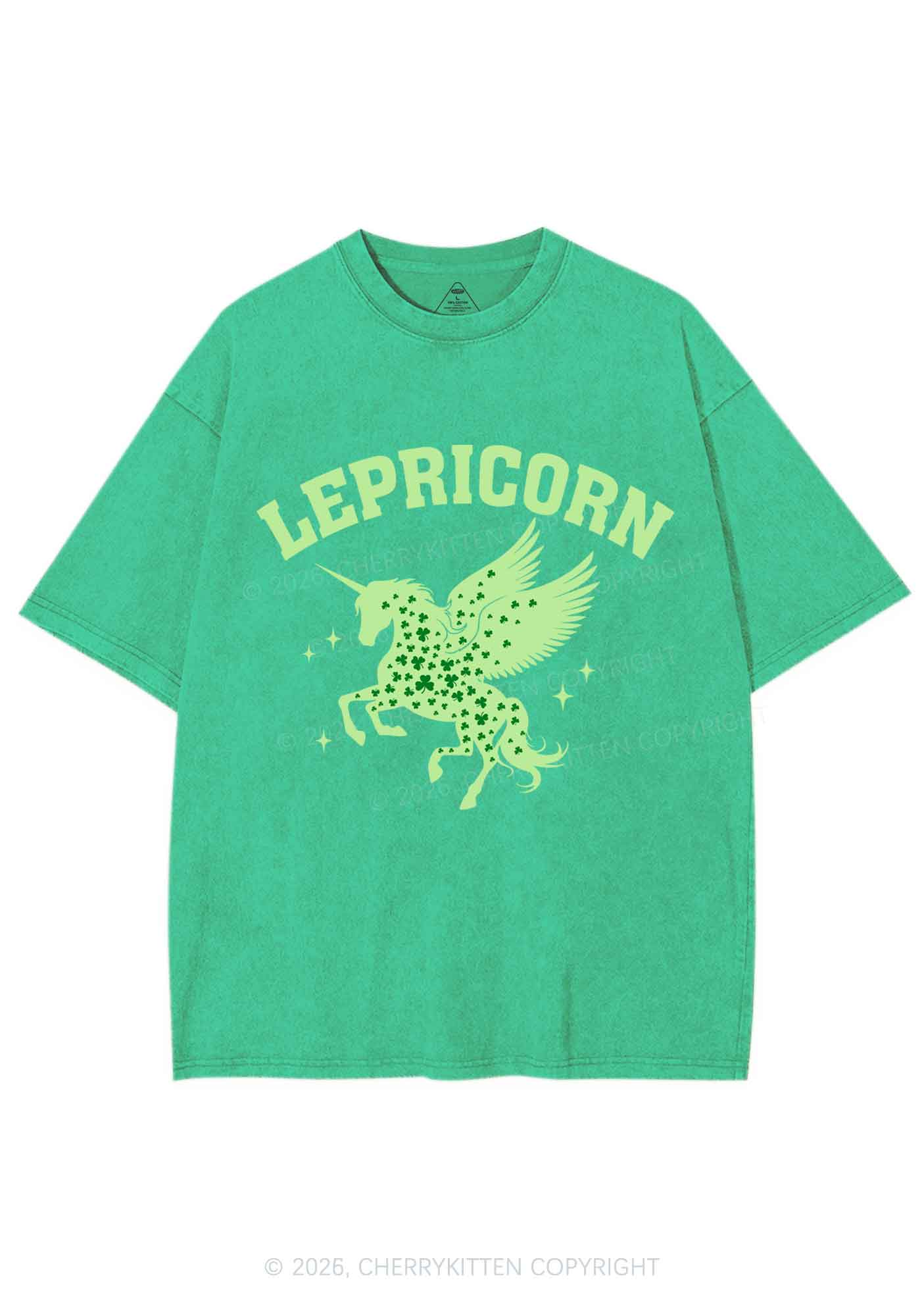 Lepricorn Unicorn St Patricks Y2K Shirts Washed Tee Cherrykitten