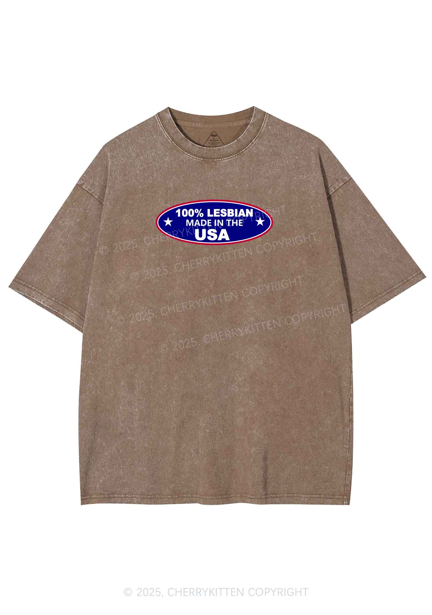 Lesbian Made In USA Y2K Shirts Washed Tee Cherrykitten