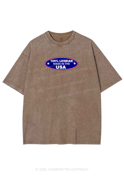 Lesbian Made In USA Y2K Shirts Washed Tee Cherrykitten