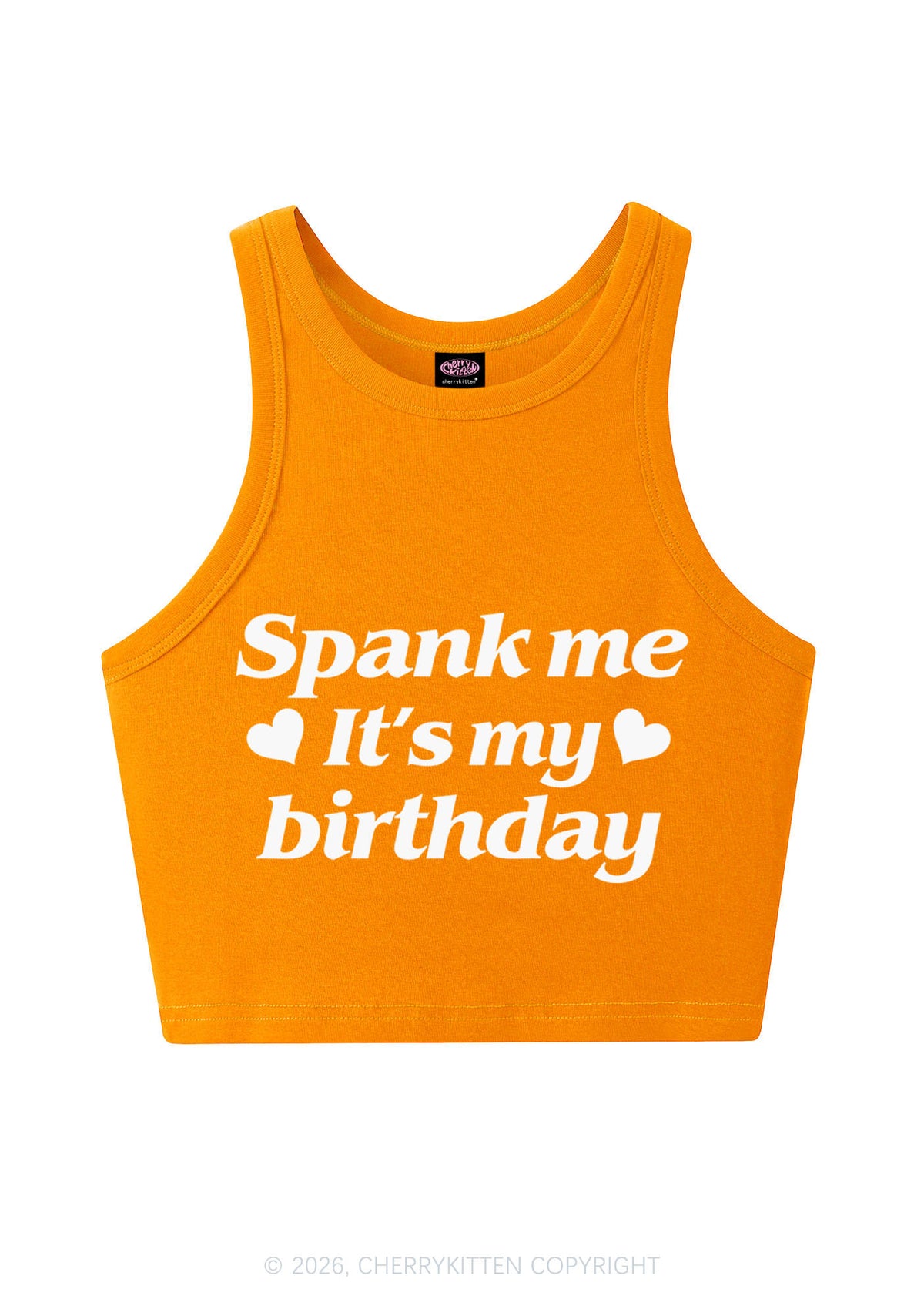 Spank Me Its My Birthday Heart Y2K Crop Tank Top Cherrykitten