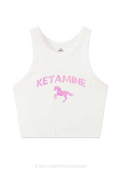 Rhinestone Pink K Unicorn Y2K Crop Tank Top Cherrykitten