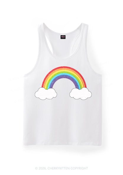 Rainbow Cloud Pride Y2K Men Racerback Tank Top Cherrykitten