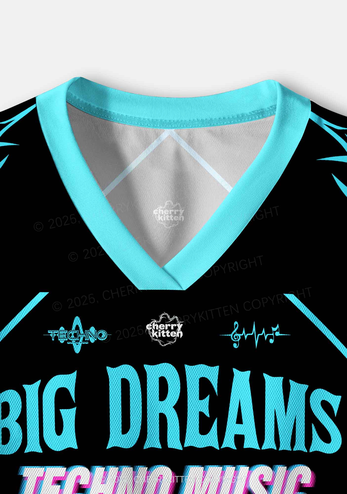 Big Dreams Techno Music Y2K Crop Sport Jersey Shirts Cherrykitten