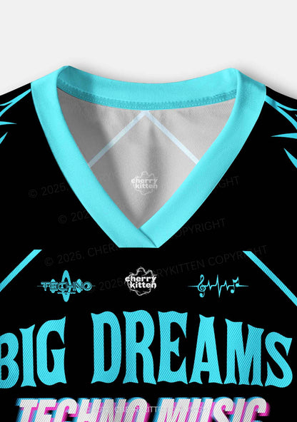 Big Dreams Techno Music Y2K Crop Sport Jersey Shirts Cherrykitten