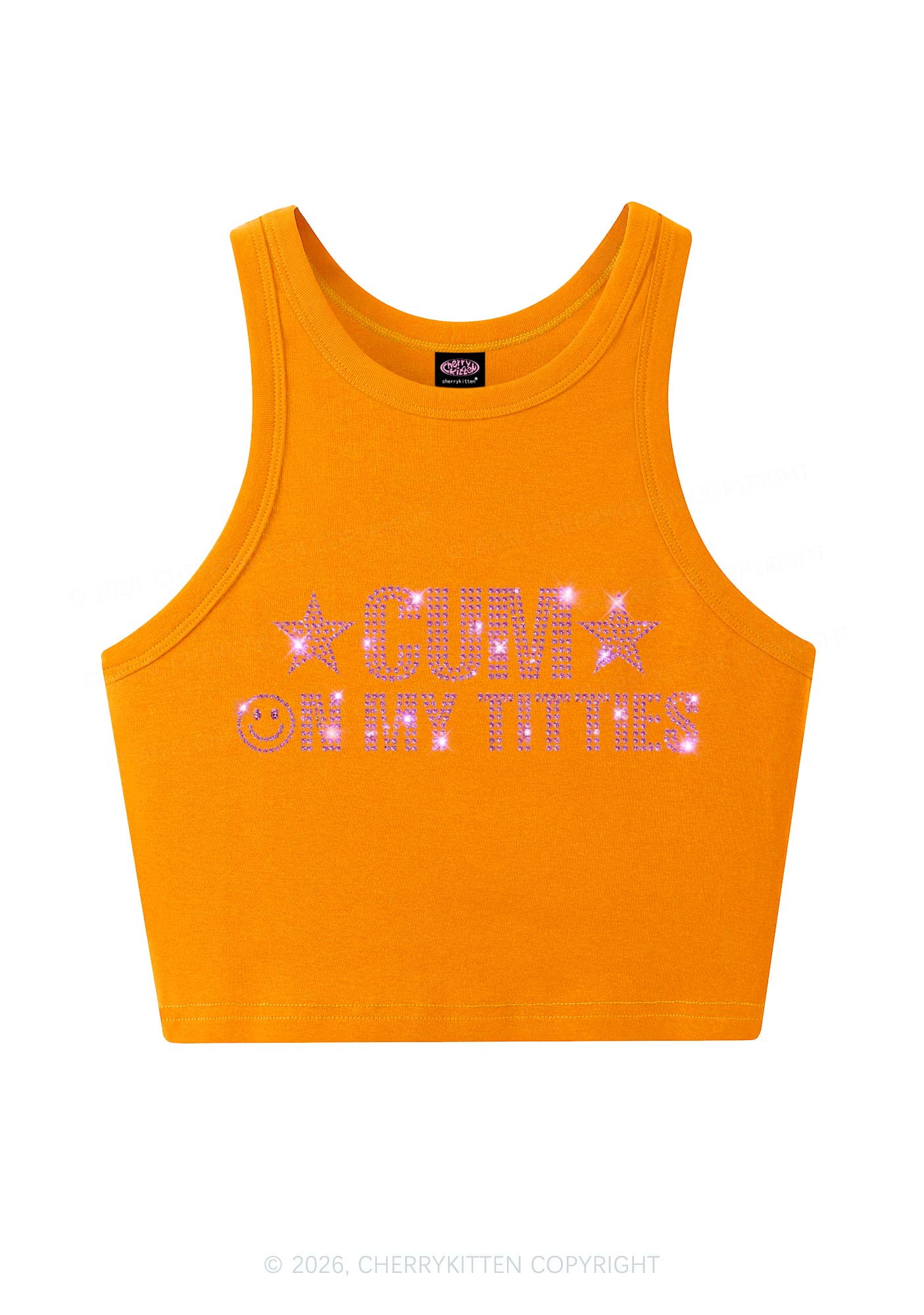 Rhinestone Cxm On My Txtties Y2K Crop Tank Top Cherrykitten