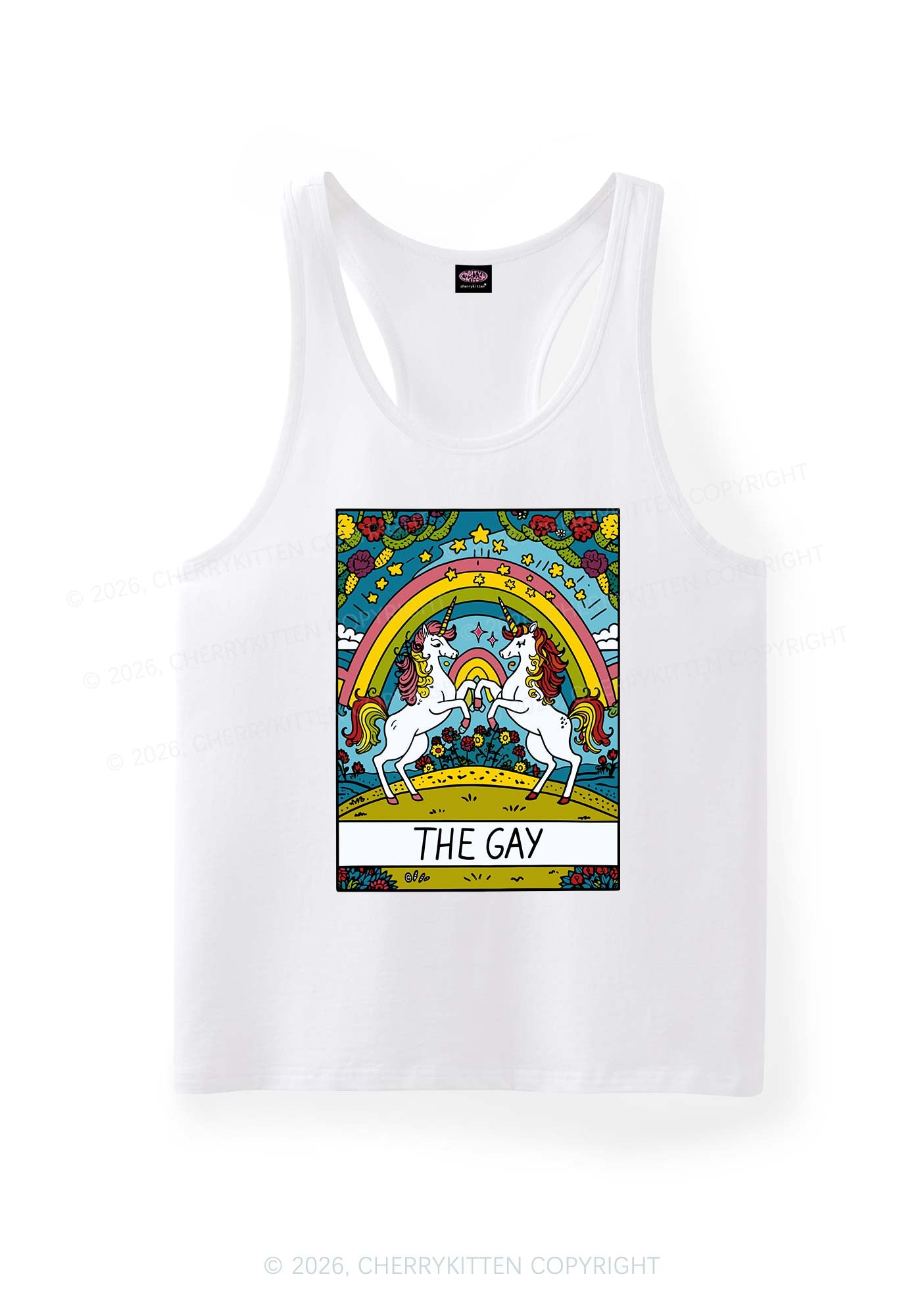 The Gay Unicorn Pride Y2K Men Racerback Tank Top Cherrykitten