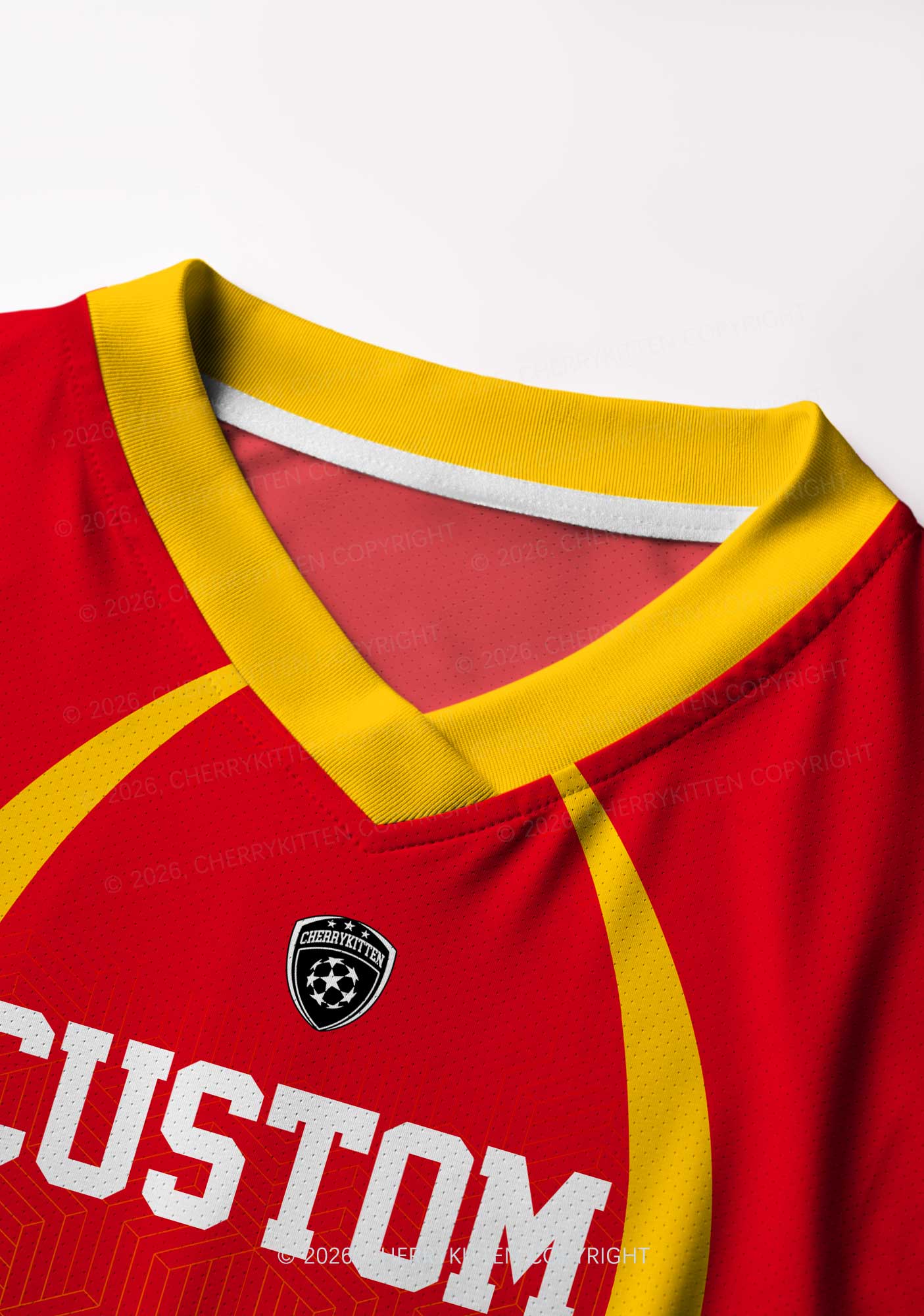 Custom Red Yellow Geometric Y2K Crop Football Jersey Shirts Cherrykitten