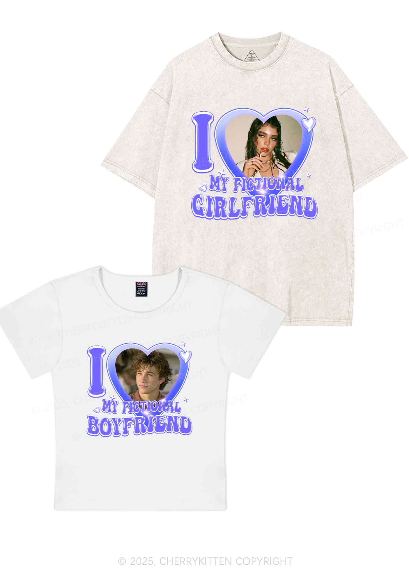 I Love My Fictional GF BF Y2K Valentine's Day Couple Shirt Cherrykitten