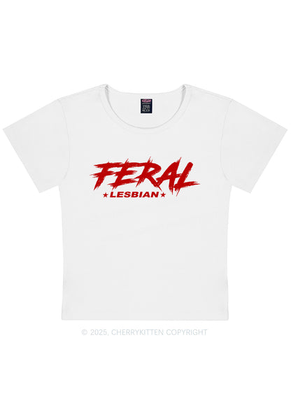 Feral Lesbian Pride Y2K Baby Tee Cherrykitten
