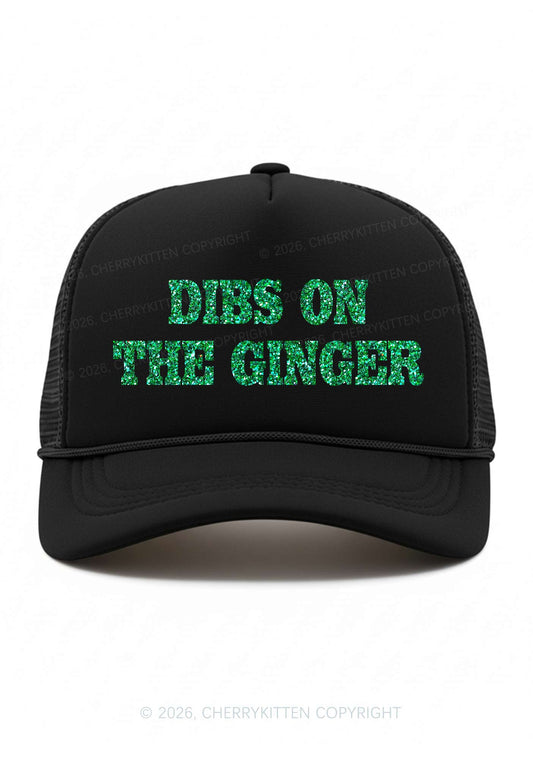 Glitter Dibs On The Ginger St Patricks Y2K Trucker Hat Cherrykitten